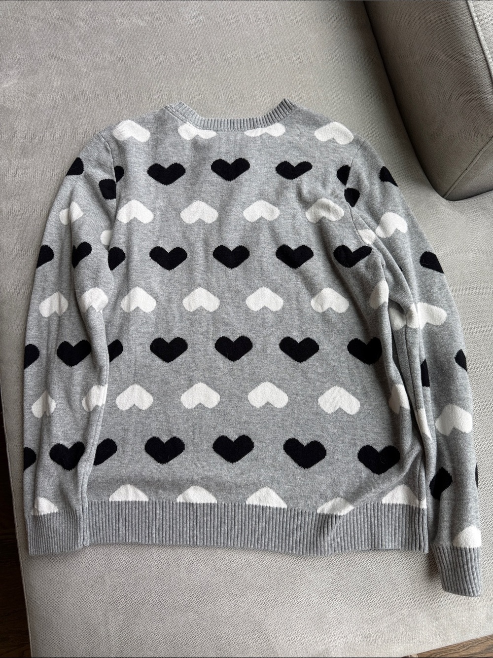 Charter Club Woman's Grey Heart-Pattern Sweater Petite L PL - Picture 7 of 7